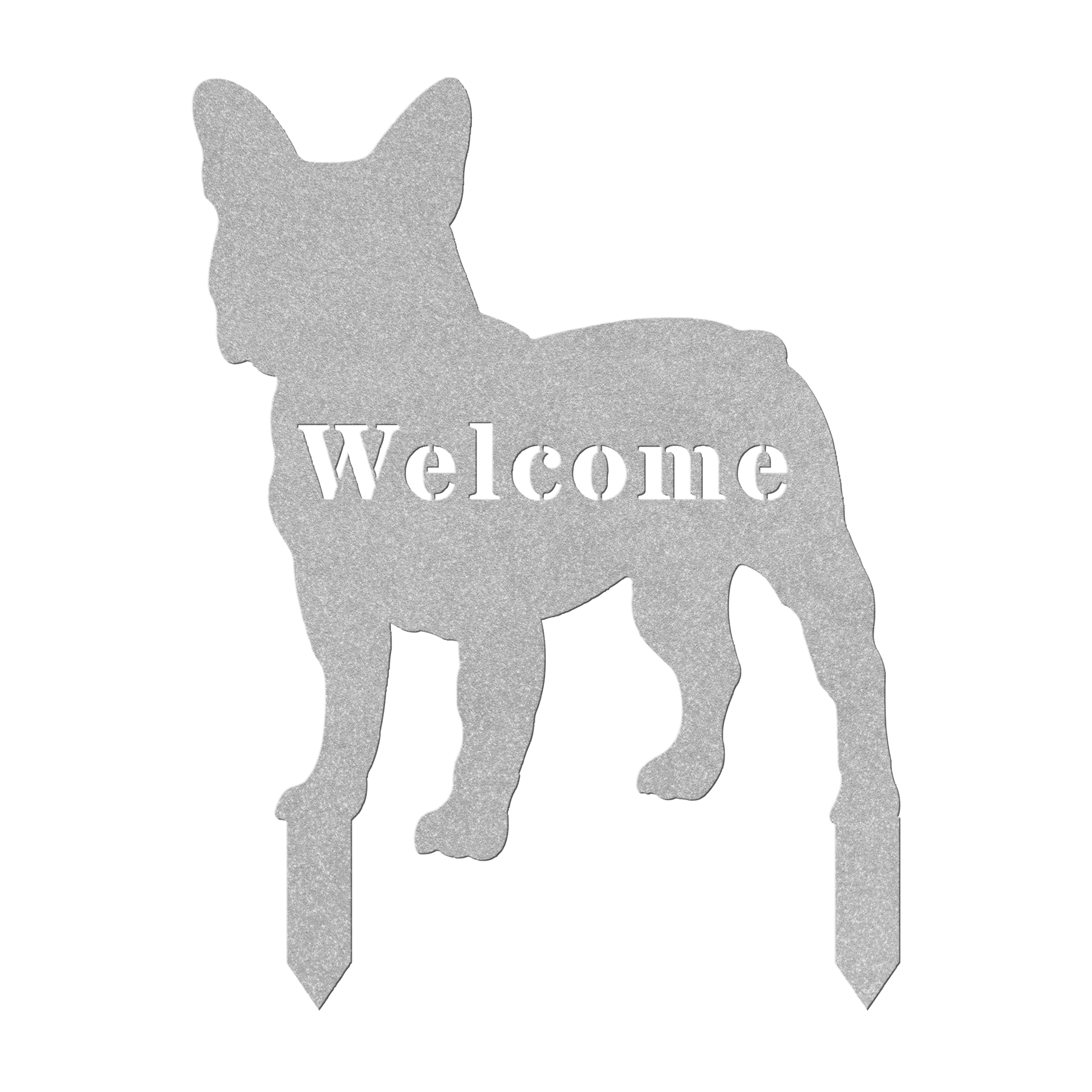 French Bulldog Welcome Lawn Sign - BullyBellyMetal Sign