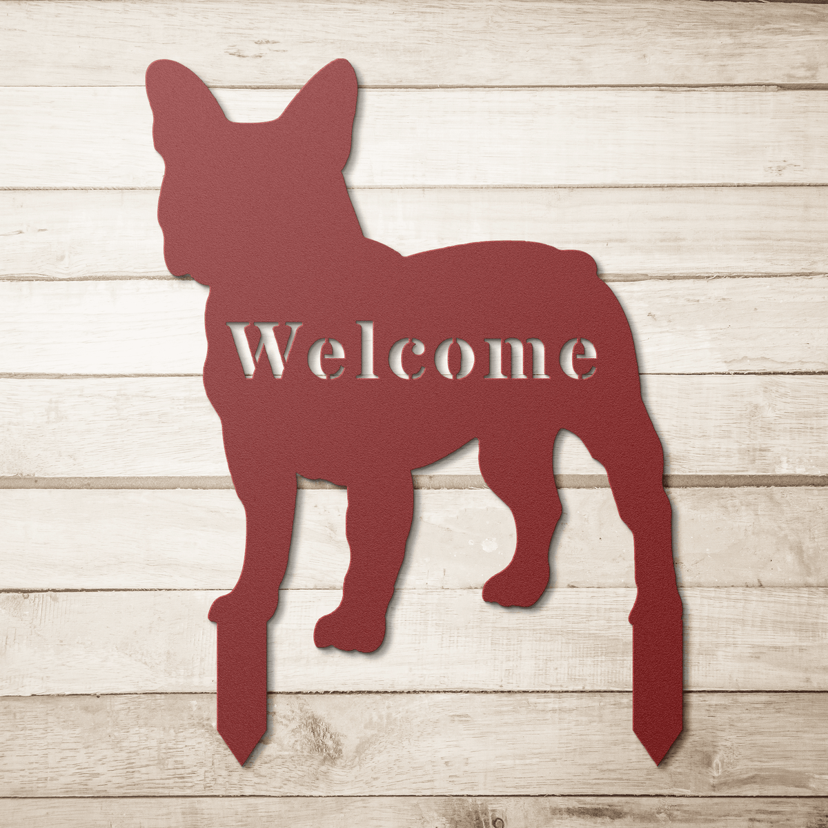 French Bulldog Welcome Lawn Sign - BullyBellyMetal Sign