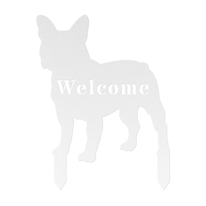French Bulldog Welcome Lawn Sign - BullyBellyMetal Sign