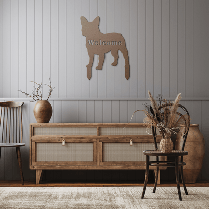 French Bulldog Welcome Lawn Sign - BullyBellyMetal Sign