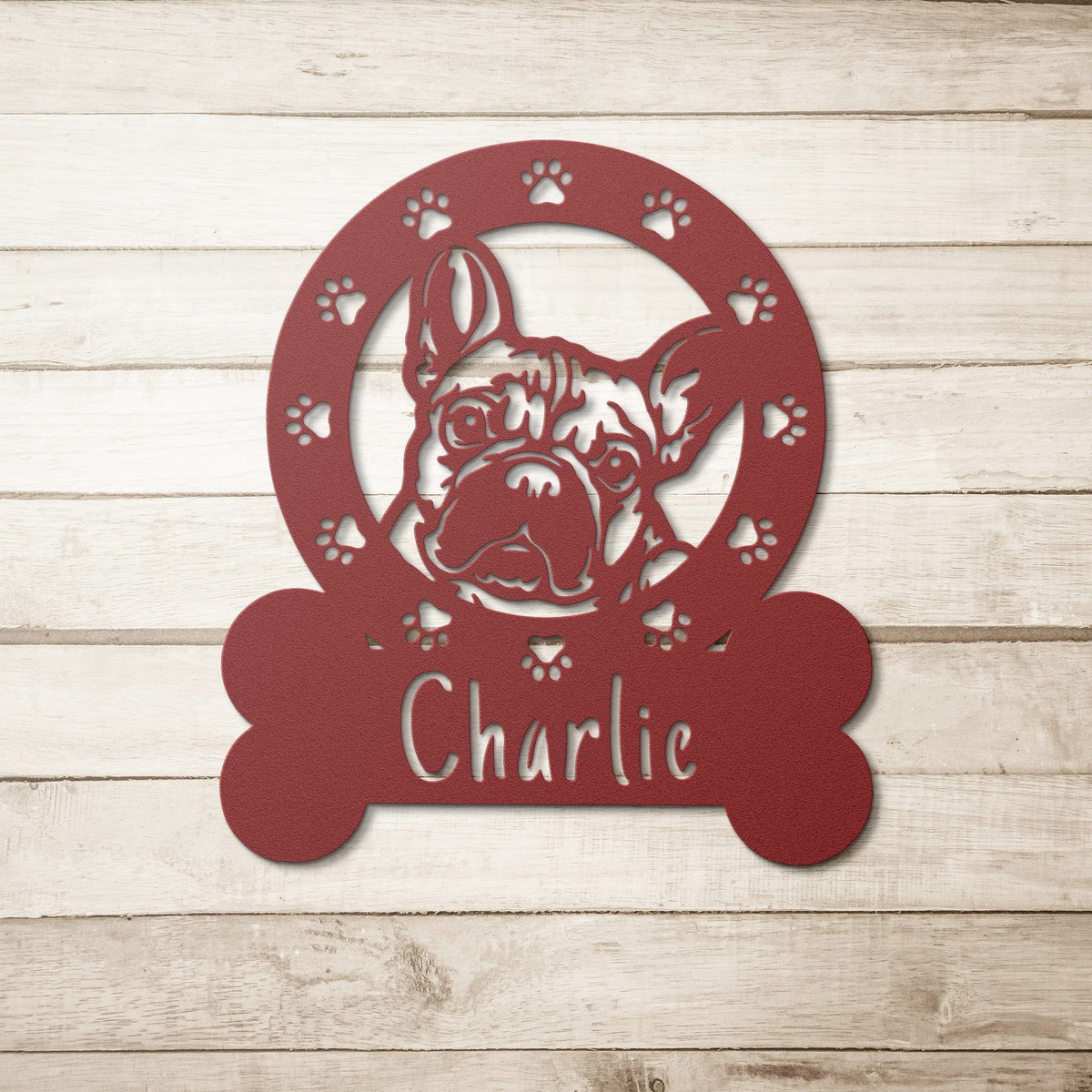 French Circle of Love Metal Wall Art - BullyBellyWall ArtteelaunchMTS12RED