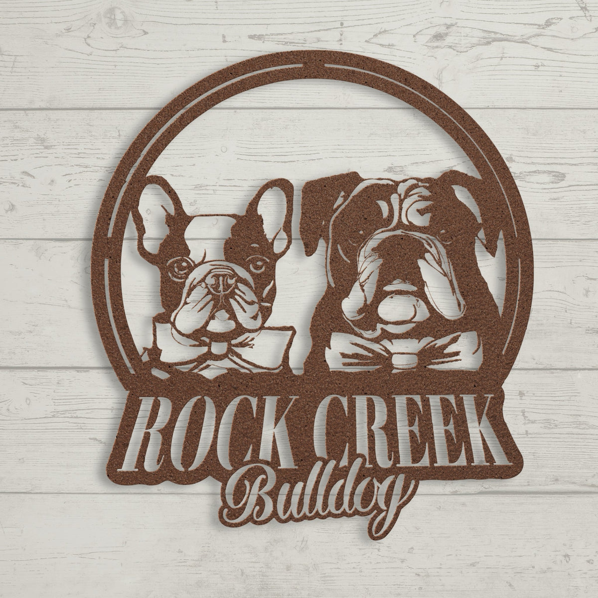 French-English Bulldog Besties Metal Wall Sign - BullyBellyMetal Sign