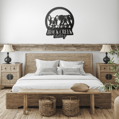 French-English Bulldog Besties Metal Wall Sign - BullyBellyMetal Sign