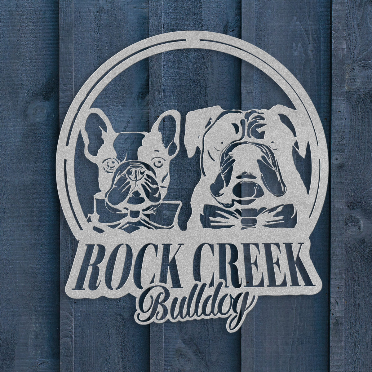 French-English Bulldog Besties Metal Wall Sign - BullyBellyMetal Sign