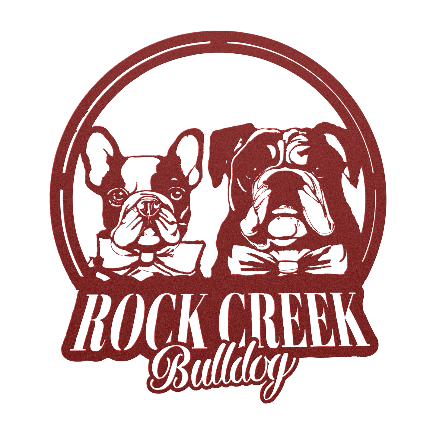 French-English Bulldog Besties Metal Wall Sign - BullyBellyMetal Sign