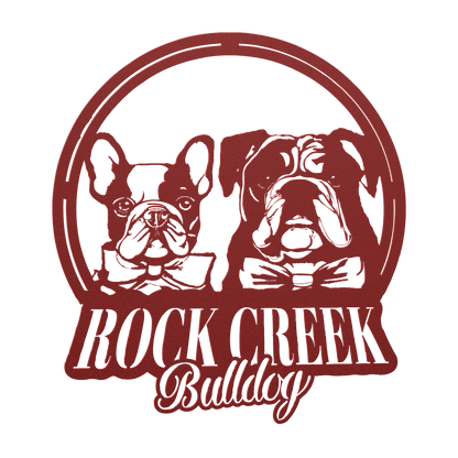 French-English Bulldog Besties Metal Wall Sign - BullyBellyMetal Sign