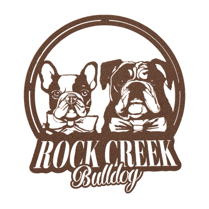 French-English Bulldog Besties Metal Wall Sign - BullyBellyMetal Sign