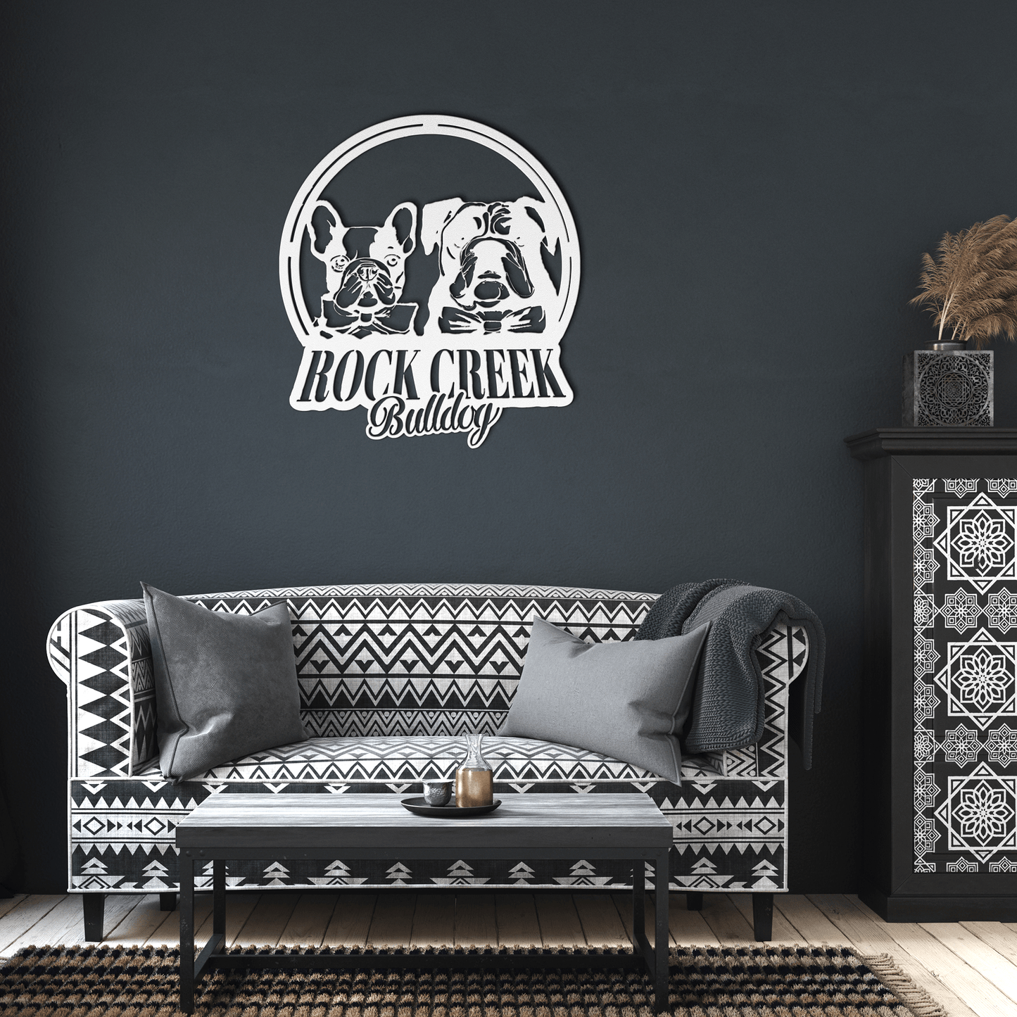 French-English Bulldog Besties Metal Wall Sign - BullyBellyMetal Sign