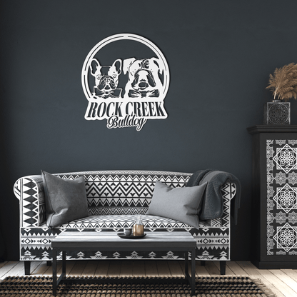 French-English Bulldog Besties Metal Wall Sign - BullyBellyMetal Sign