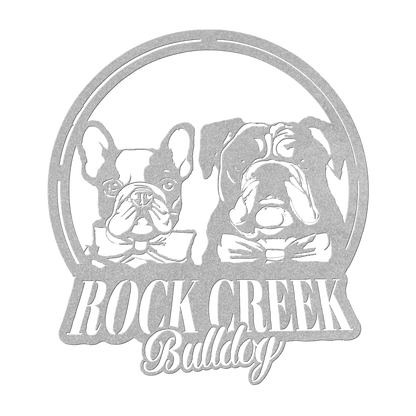 French-English Bulldog Besties Metal Wall Sign - BullyBellyMetal Sign