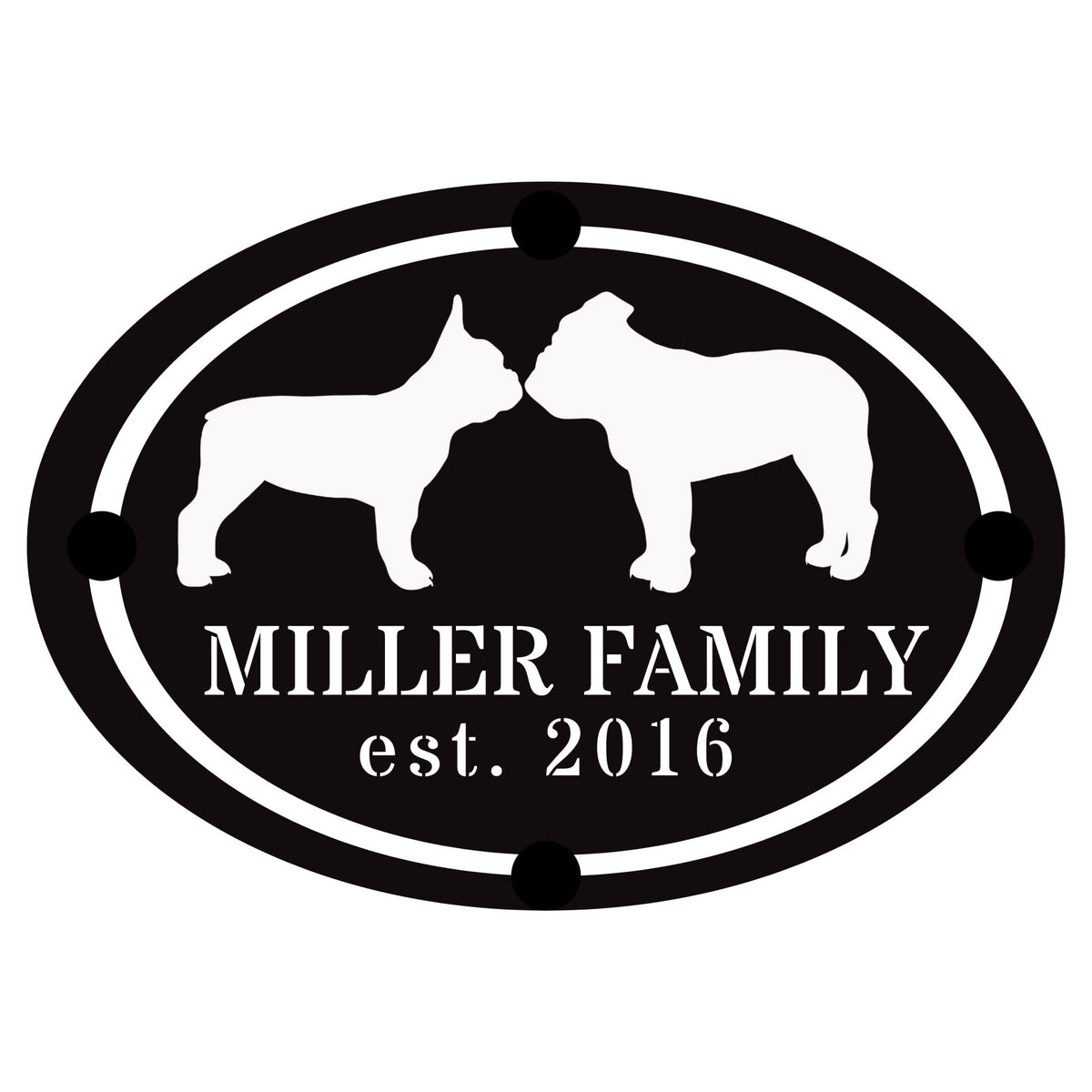 French - English Bulldog Family Established Metal Sign - BullyBellyFrench English