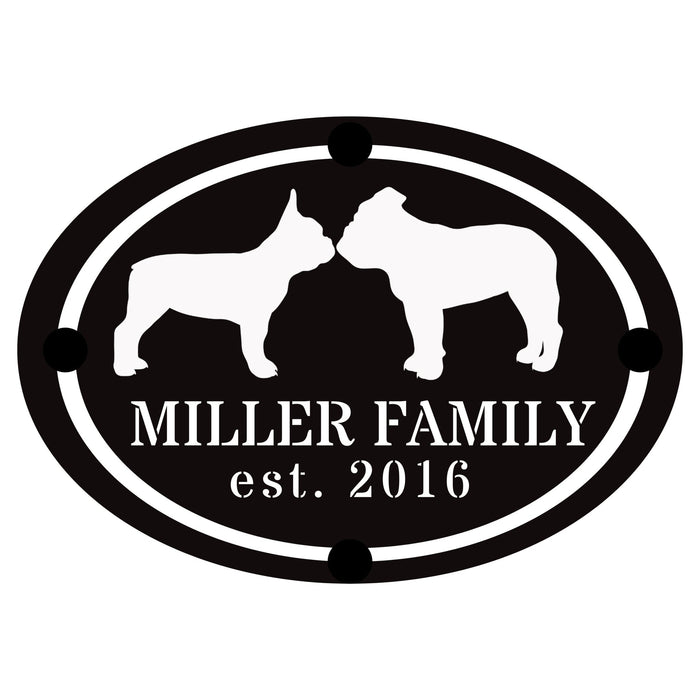 French - English Bulldog Family Established Metal Sign - BullyBellyFrench English