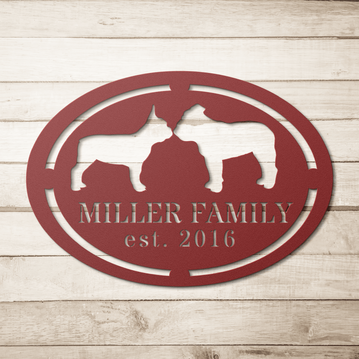 French - English Bulldog Family Established Metal Sign - BullyBellyMetal Sign