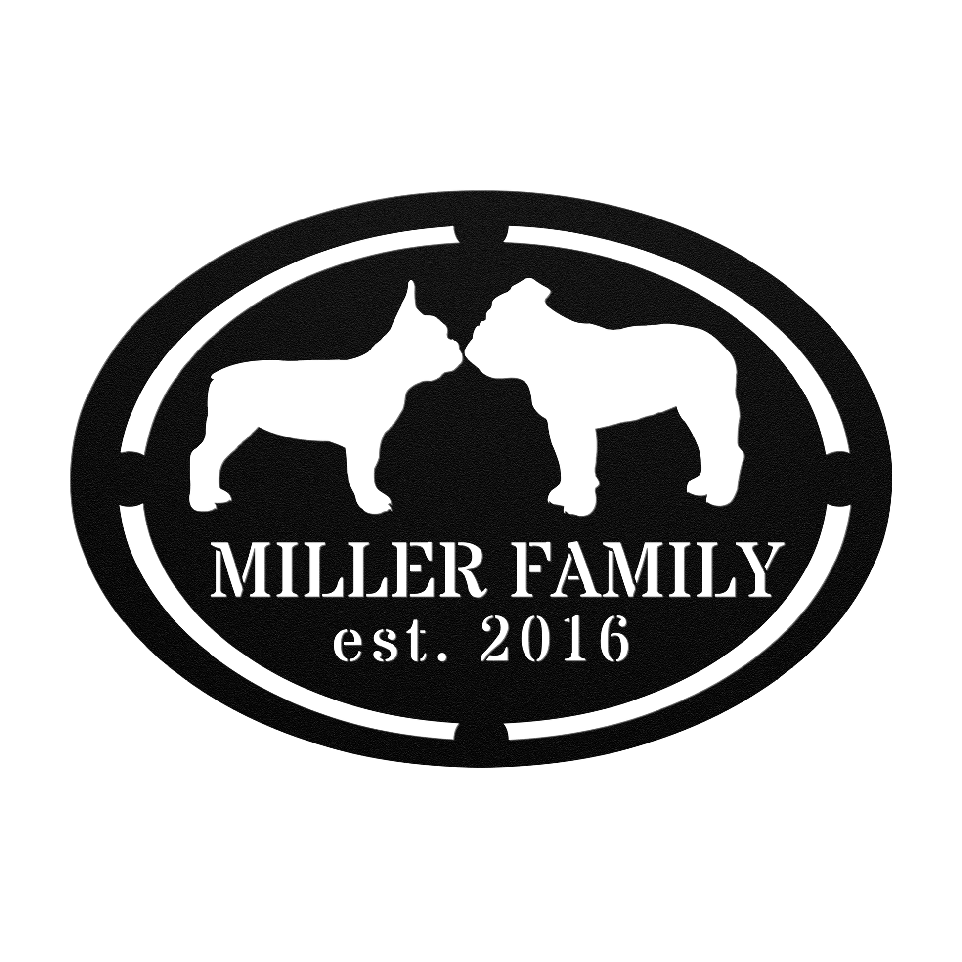 French - English Bulldog Family Established Metal Sign - BullyBellyMetal Sign