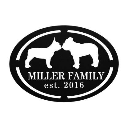 French - English Bulldog Family Established Metal Sign - BullyBellyMetal Sign