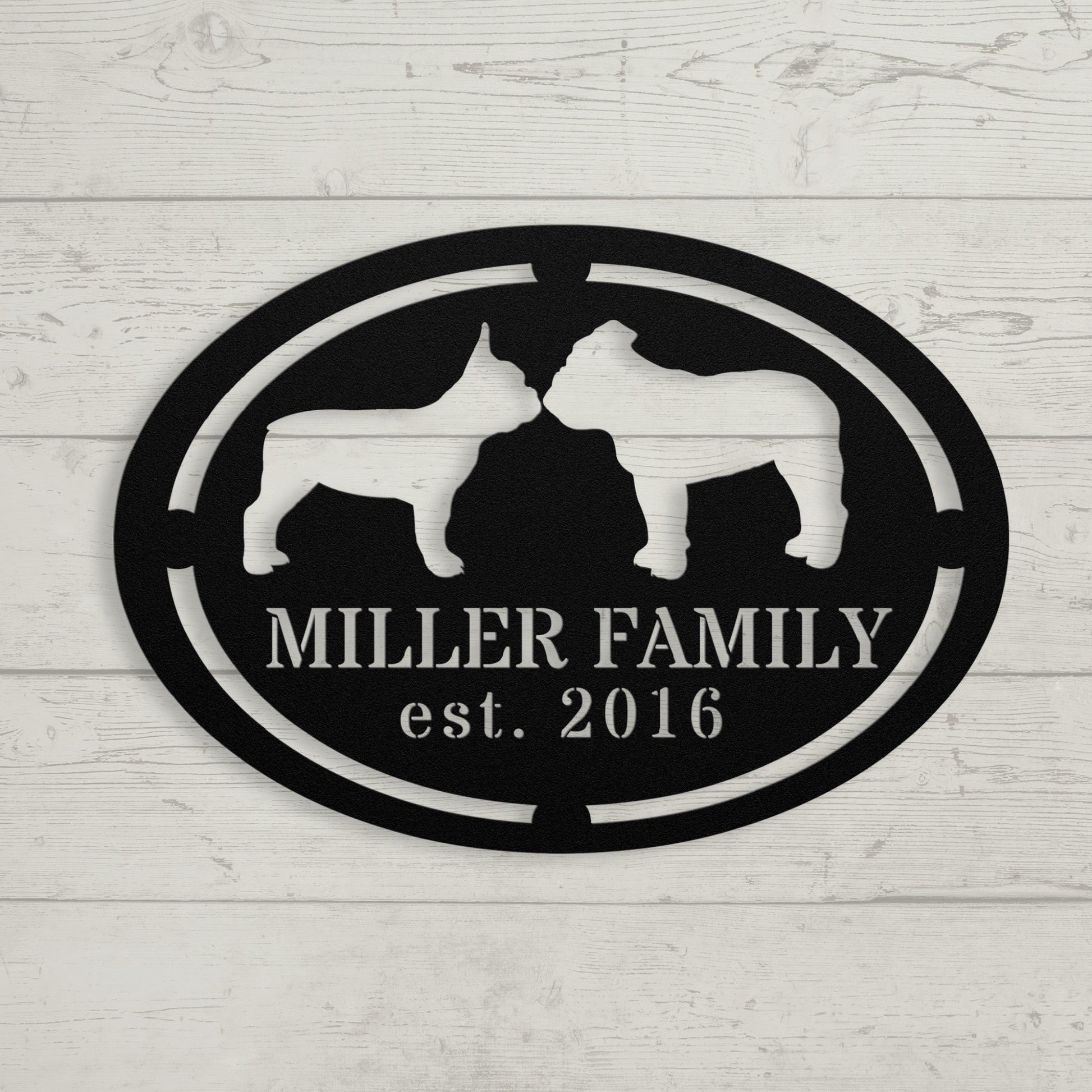 French - English Bulldog Family Established Metal Sign - BullyBellyMetal Sign