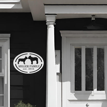 French - English Bulldog Family Established Metal Sign - BullyBellyMetal Sign