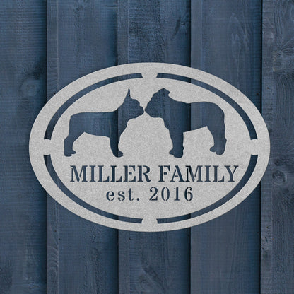 French-English Bulldog Family Established Metal Sign - BullyBellyMetal Sign