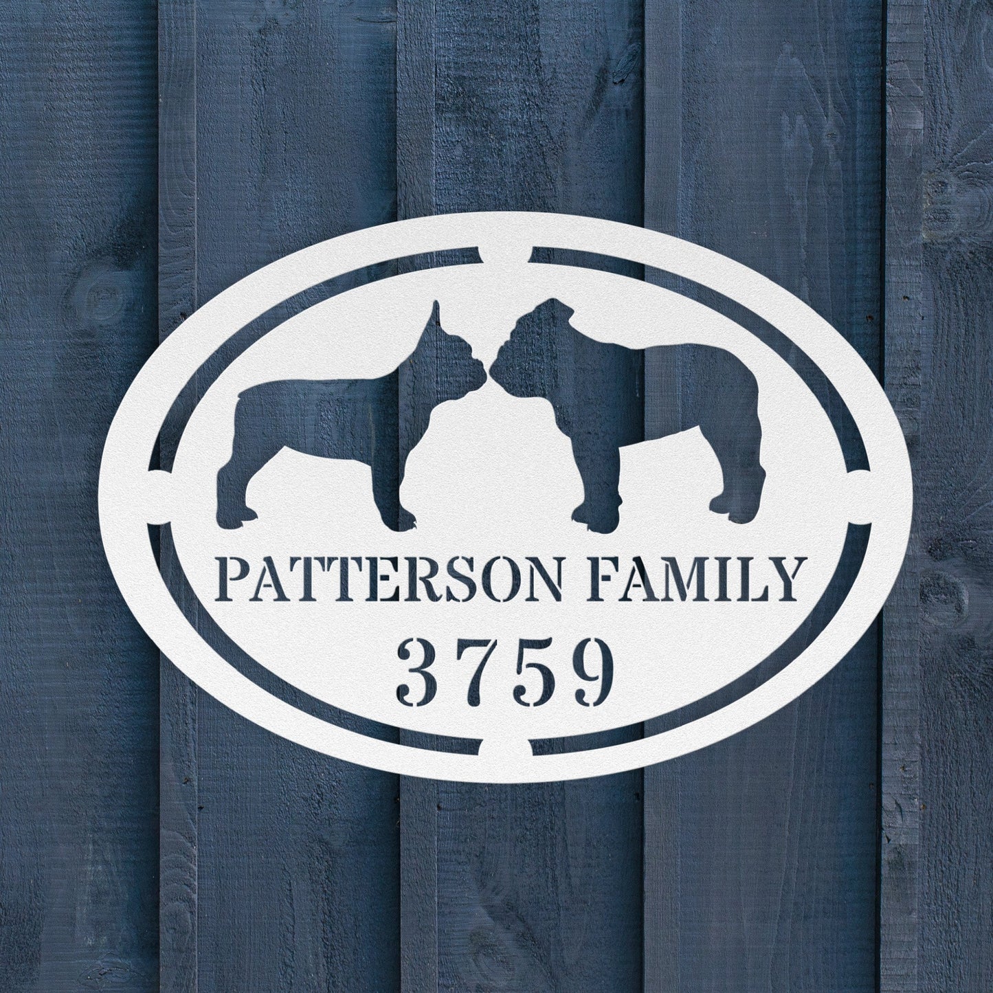 French - English Bulldog Family Home Metal Sign - BullyBellyMetal Sign