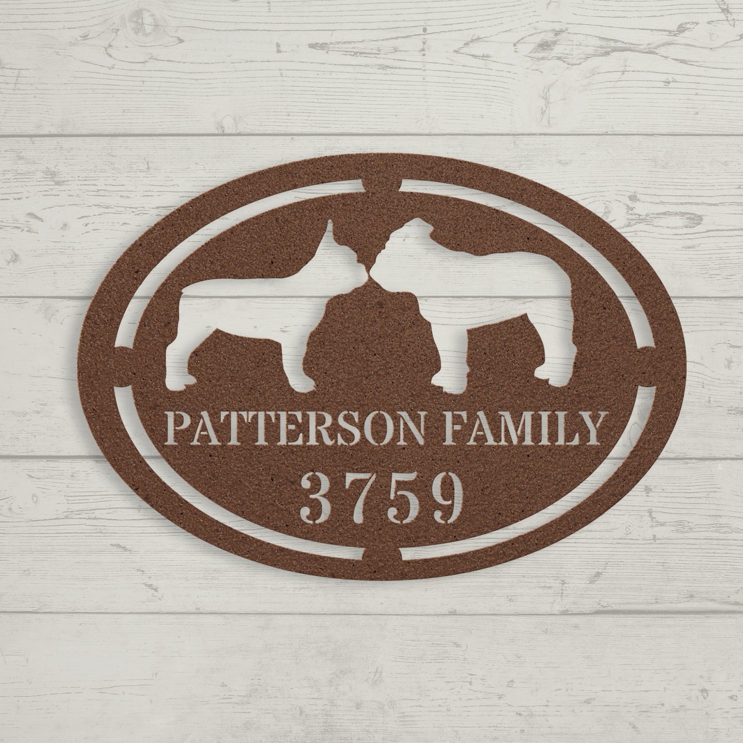 French - English Bulldog Family Home Metal Sign - BullyBellyMetal Sign