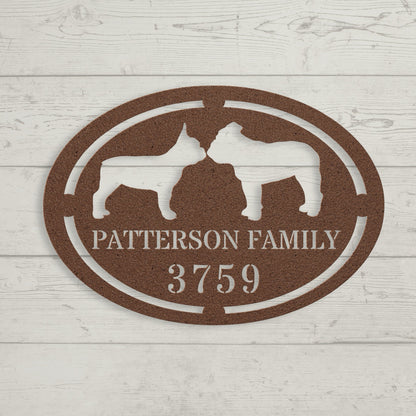 French - English Bulldog Family Home Metal Sign - BullyBellyMetal Sign