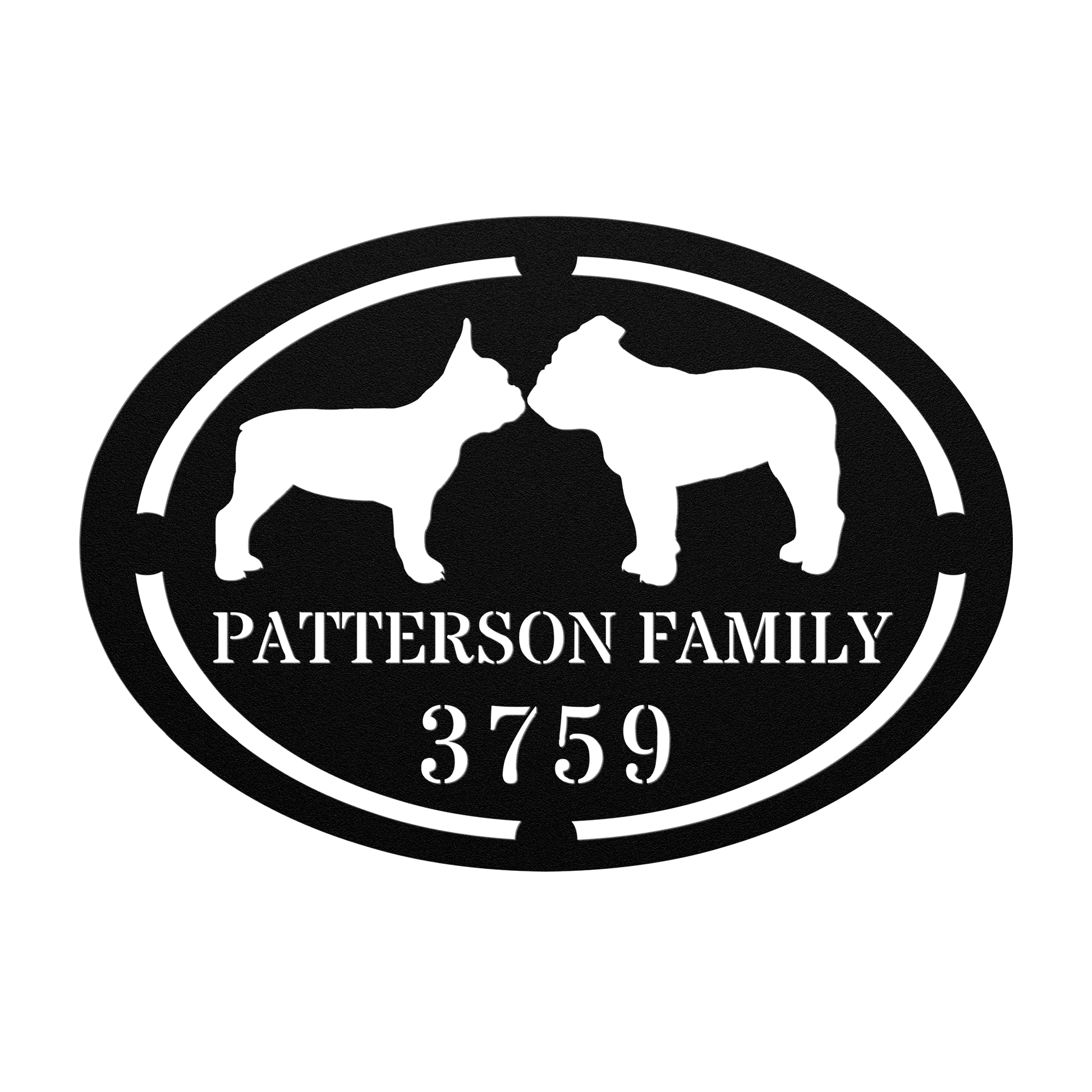 French - English Bulldog Family Home Metal Sign - BullyBellyMetal Sign