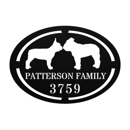 French - English Bulldog Family Home Metal Sign - BullyBellyMetal Sign