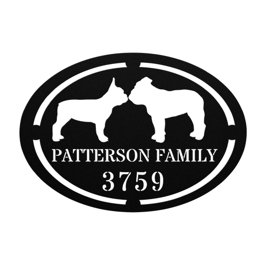French - English Bulldog Family Home Metal Sign - BullyBellyMetal Sign