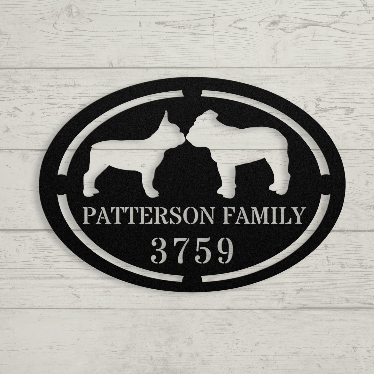 French - English Bulldog Family Home Metal Sign - BullyBellyMetal Sign