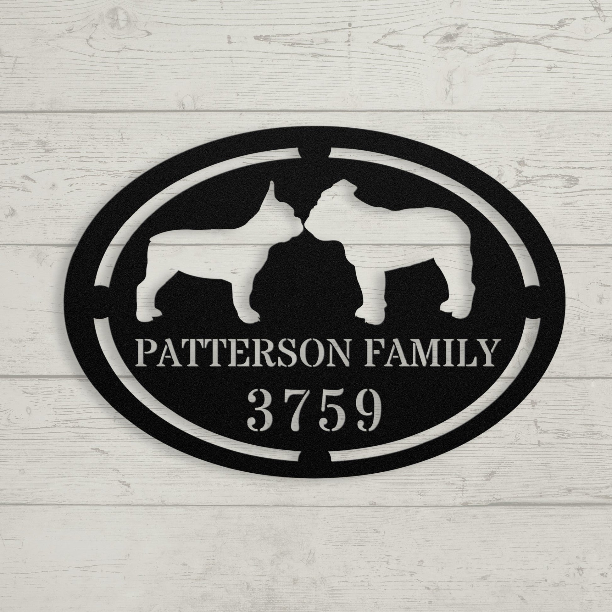 French - English Bulldog Family Home Metal Sign - BullyBellyMetal Sign