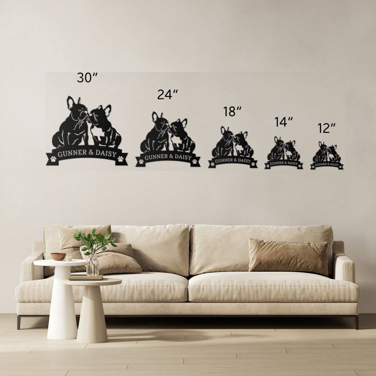 Frenchie Eternal Love Metal Wall Art - BullyBellyWall Art