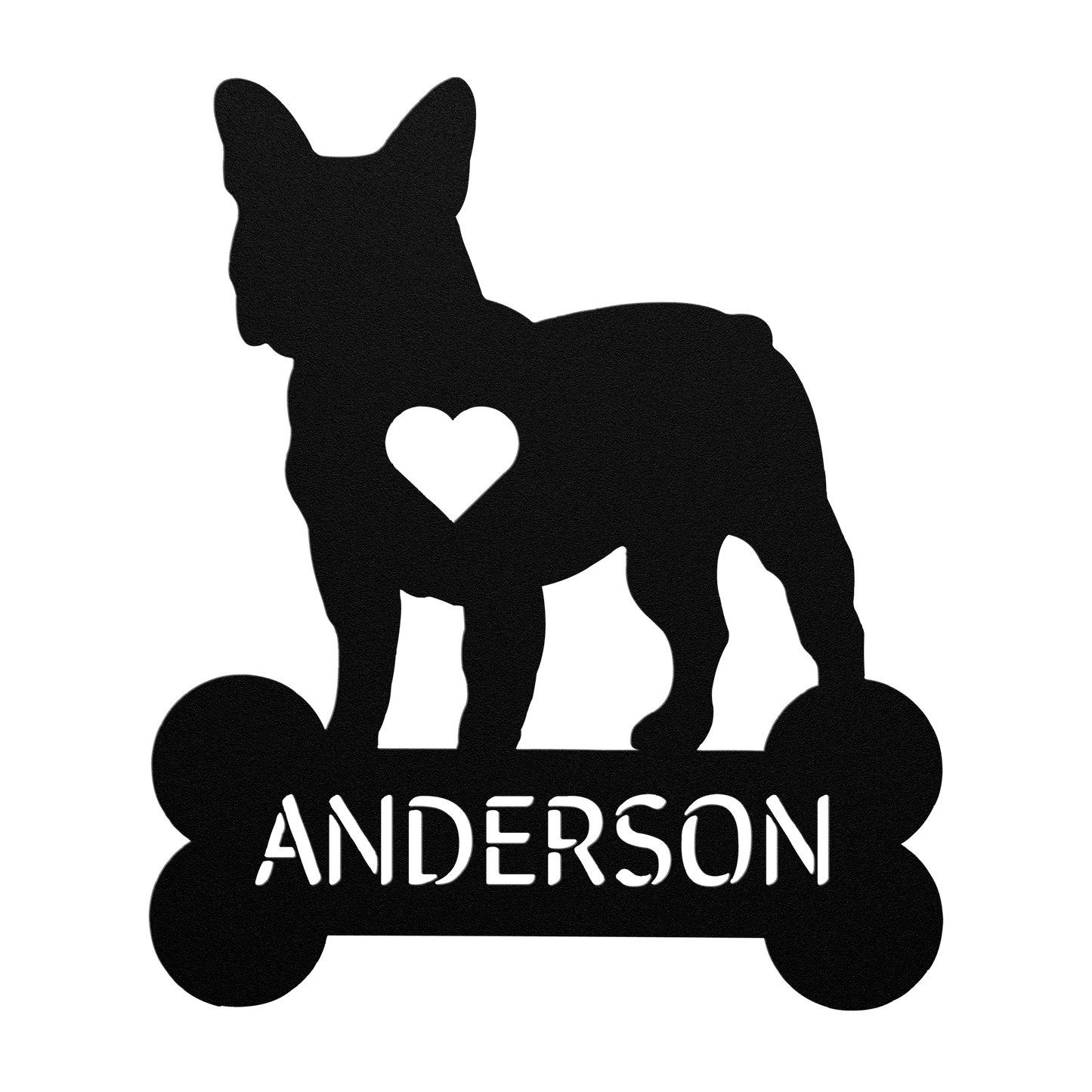 Frenchie Heart Family Name Metal Sign