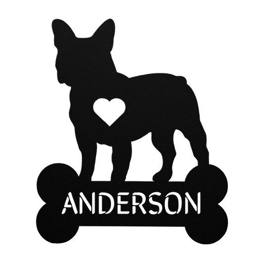 Frenchie Heart Family Name Metal Sign - BullyBellyMetal Sign