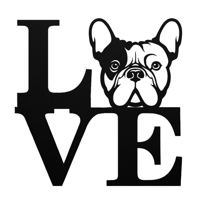 Frenchie Love Metal Sign - BullyBellyFrench Bulldog - Custom