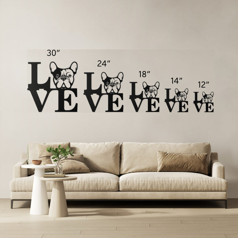 Frenchie Love Metal Sign - BullyBellyWall Art