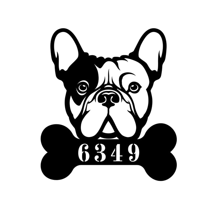 Frenchie Retreat Metal House Number Sign - BullyBellyFrench Bulldog - House Number