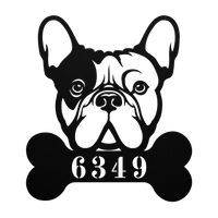 Frenchie Retreat Metal House Number Sign - BullyBellyMetal Sign
