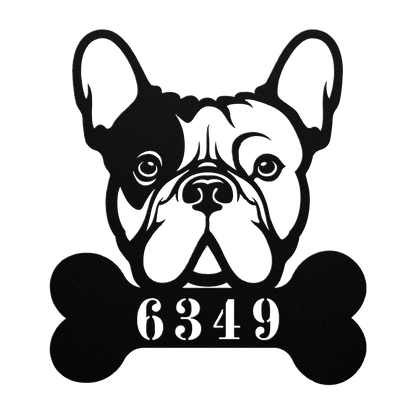 Frenchie Retreat Metal House Number Sign - BullyBellyMetal Sign