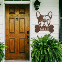 Frenchie Retreat Metal House Number Sign - BullyBellyMetal Sign