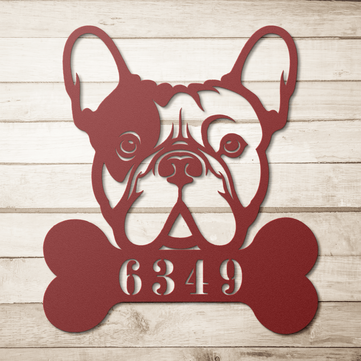 Frenchie Retreat Metal House Number Sign - BullyBellyMetal Sign