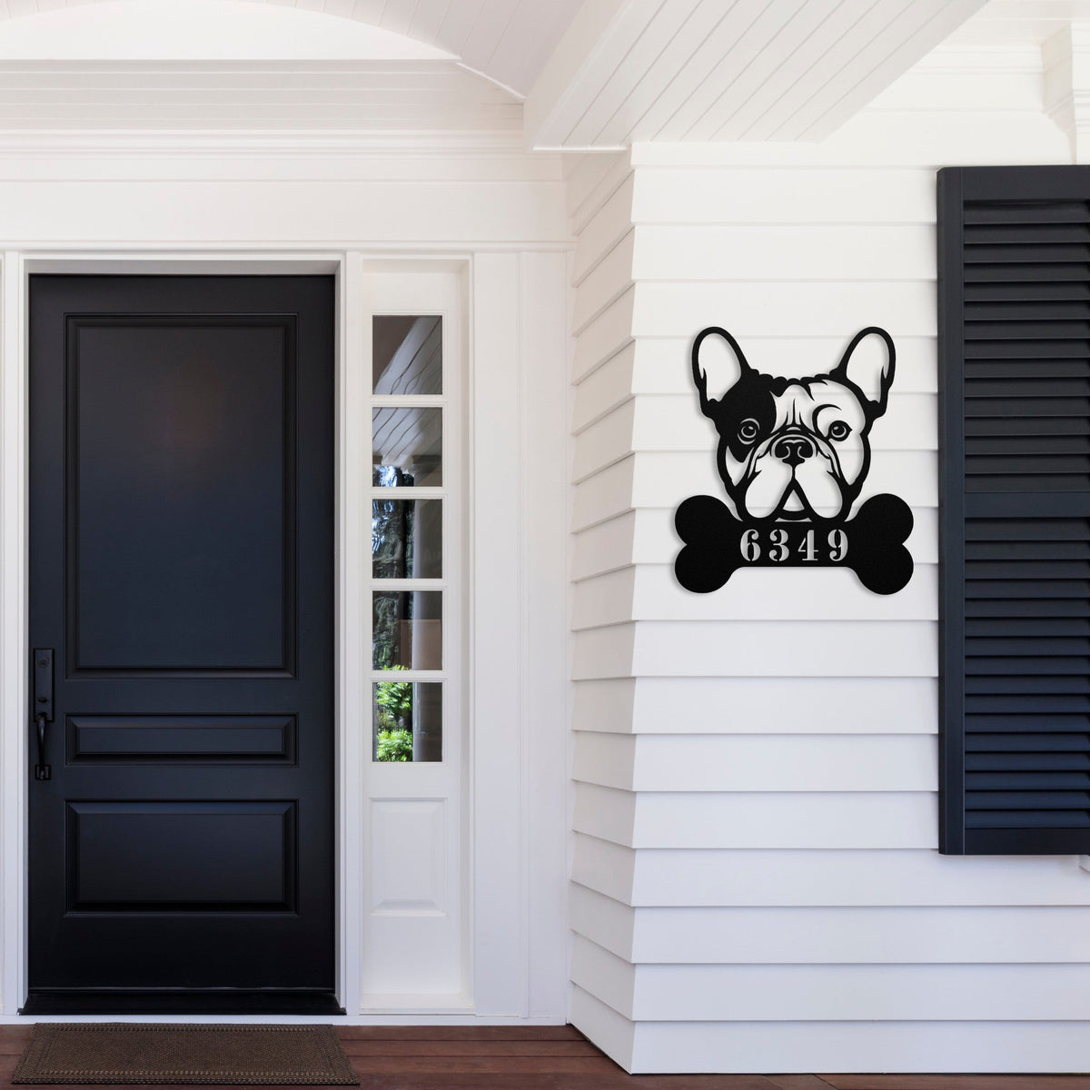 Frenchie Retreat Metal House Number Sign - BullyBellyMetal Sign