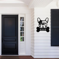 Frenchie Retreat Metal House Number Sign - BullyBellyMetal Sign