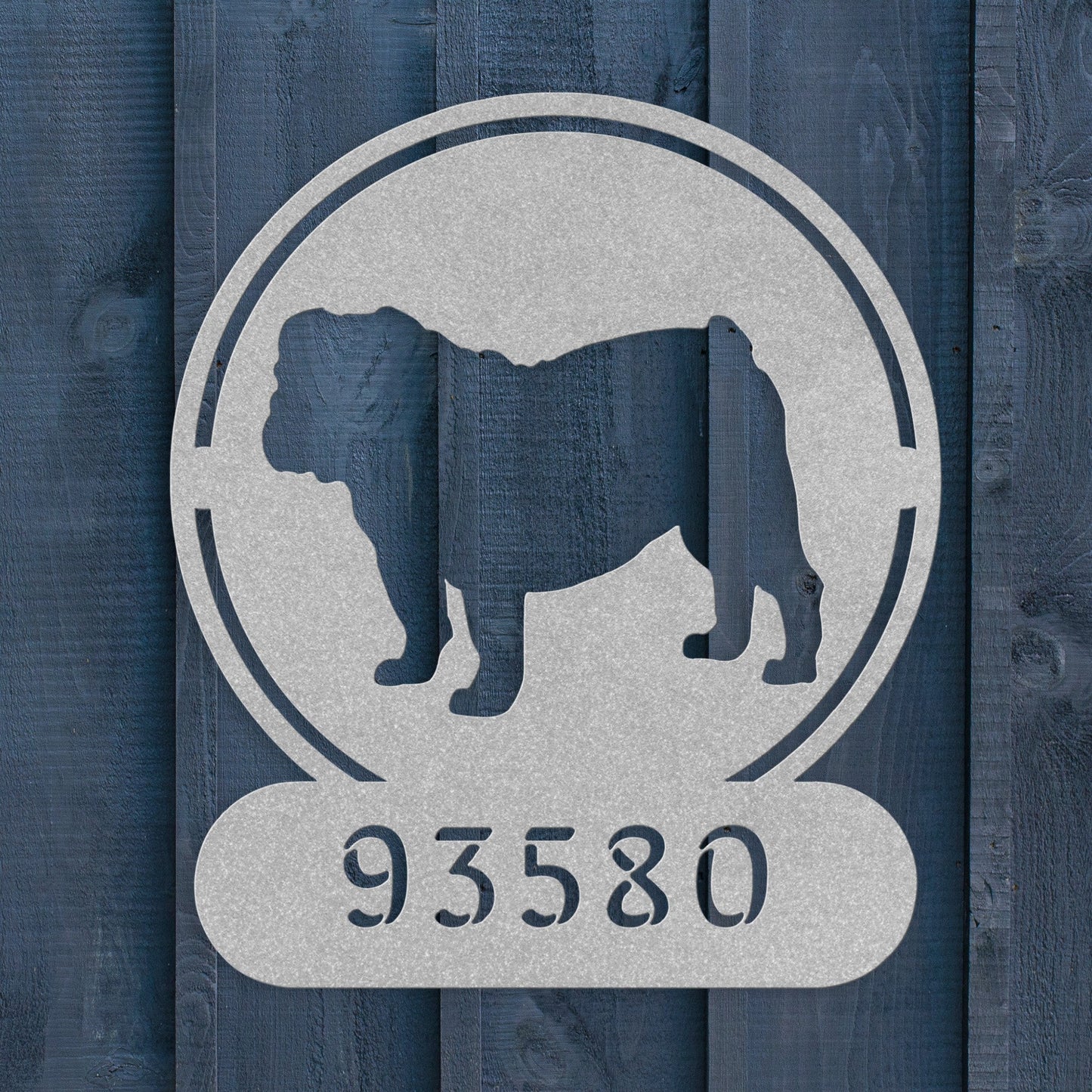 Full - Bodied Bulldog House Number Sign - BullyBellyMetal Sign