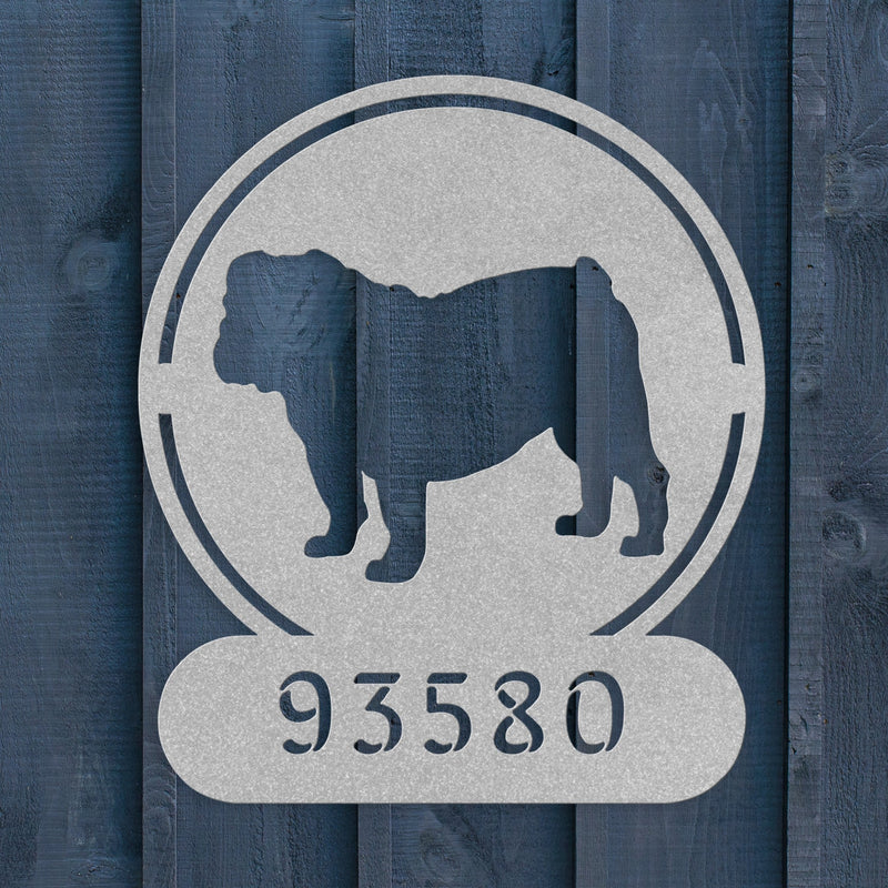 Full - Bodied Bulldog House Number Sign - BullyBellyMetal Sign