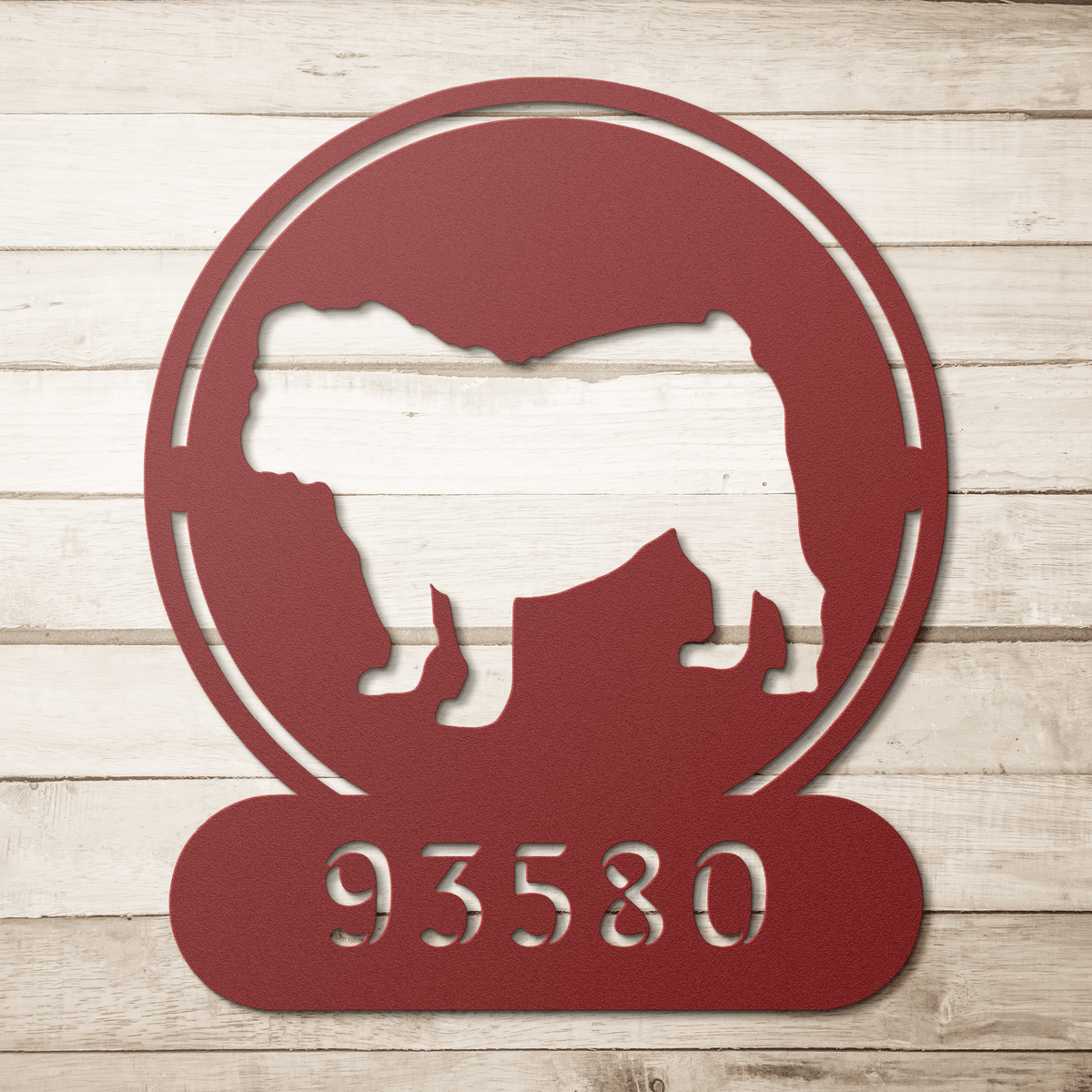 Full - Bodied Bulldog House Number Sign - BullyBellyMetal Sign