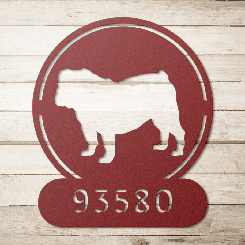 Full - Bodied Bulldog House Number Sign - BullyBellyMetal Sign
