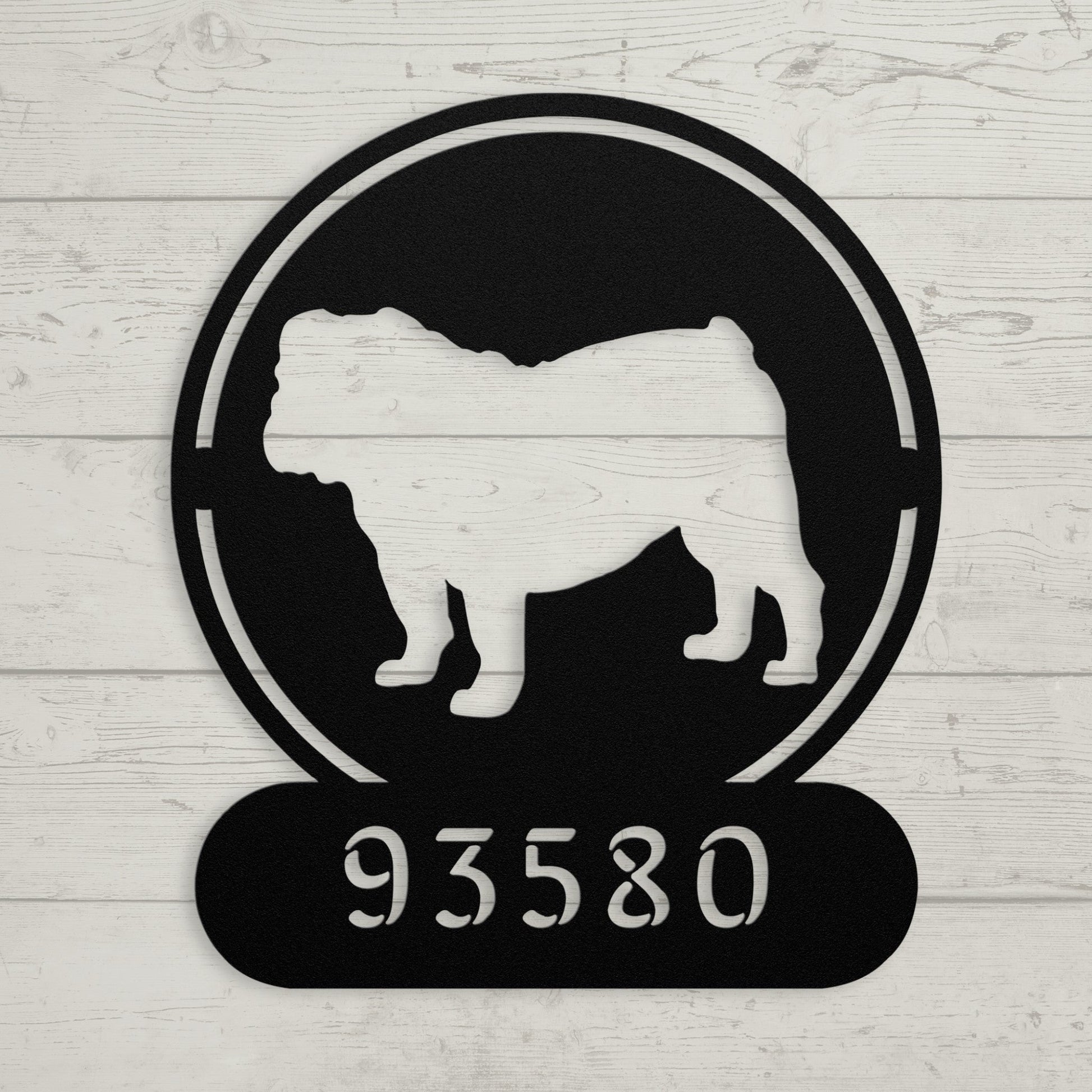 Full - Bodied Bulldog House Number Sign - BullyBellyMetal Sign