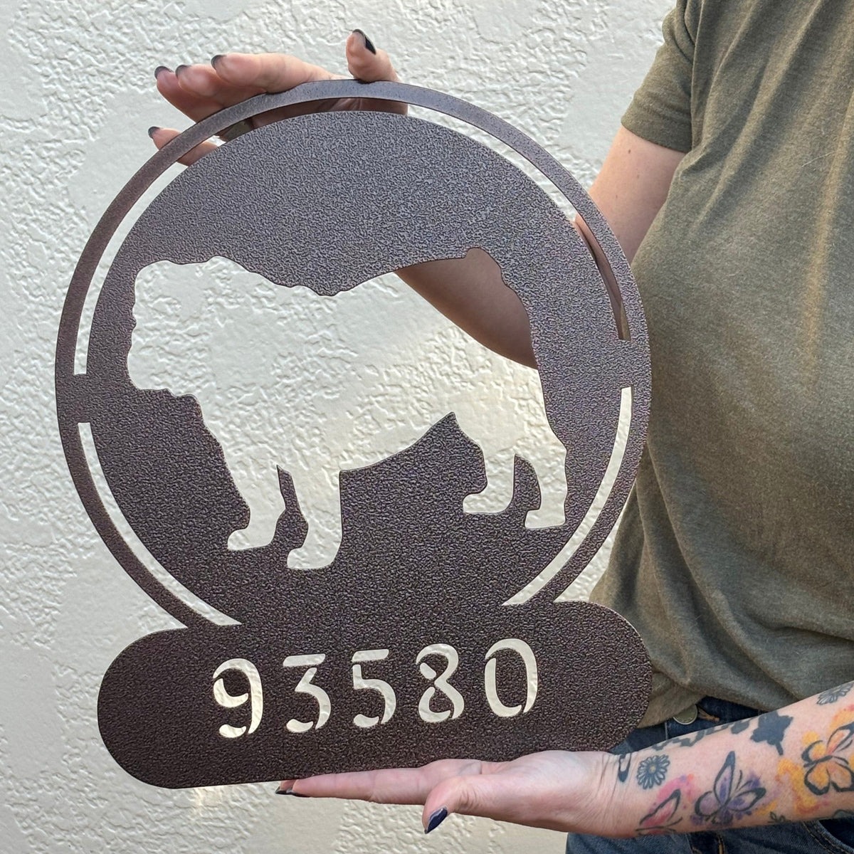 Full - Bodied Bulldog House Number Sign - BullyBellyMetal Sign