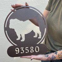 Full - Bodied Bulldog House Number Sign - BullyBellyMetal Sign