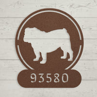 Full - Bodied Bulldog House Number Sign - BullyBellyMetal Sign